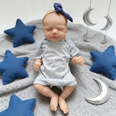 Zdjęcie produktu dla 45 cm duża lalka Reborn z bawełnianym ciałem i uroczo pomalowanymi włosami