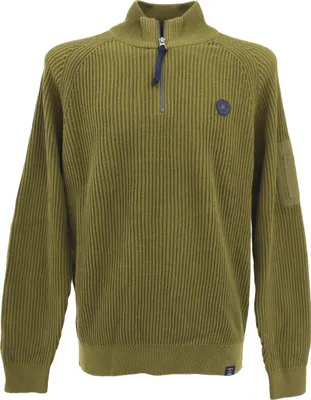Produktbild von 33243 Lerros, , Herren Troyer Pullover Pulli Mock Zip, mittlerer Rippstrick, cuminocker, XXL