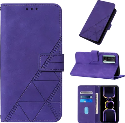 Produktbild von Hülle für Xiaomi Poco F5 Pro /Redmi K60 /K60 Pro Prägung Flip Leder Kartenfächer Schutzhülle mit Ständer Lila