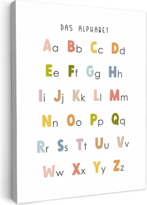 Produktbild von MuchoWow® - Leinwandbilder - Pädagogisch - Alphabet lernen - Farbenfroh - Weiß - Buchstaben, Wandbild, Wanddeko Bilder Wohnzimmer, 30x40 cm