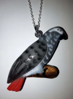 Produktbild von Kette mit Holzanhänger Graupapagei, Ketten Modeschmuck Tiere Tier Vogel