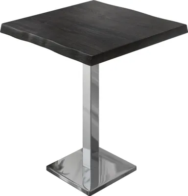 Produktbild von PMD | Bistro Stehtisch Baumkante | B:T:H 70 x 70 x 110 cm | Wenge Schwarz / Edelstahl | Quadratisch | Bartisch Gastro Stehtisch Bistrotisch