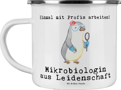 Produktbild von Mr. & Mrs. Panda Teetasse Mikrobiologin Leidenschaft - Weiß - Geschenk, Labor, Pott, Haferl, Emaille Tasse, becher, Forschung, Teebecher, Beruf, Spruch