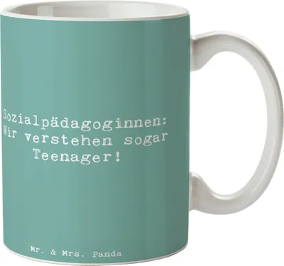 Produktbild von Mr. & Mrs. Panda Tasse Spruch Sozialpädagogin Herz - Meeresbrise - Geschenk, Jugendhilfe, Sozialpädagogik, Pädagogin, Kaffeetasse, Geschenke für Berufstätige, Beruf, Pott