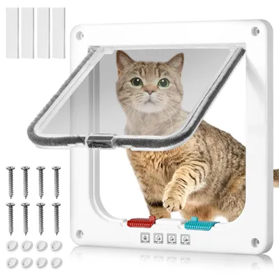 Productafbeelding van Kattenluik kattendeur - ABS - 4-standen vergrendeling - 25 x 23,5 cm