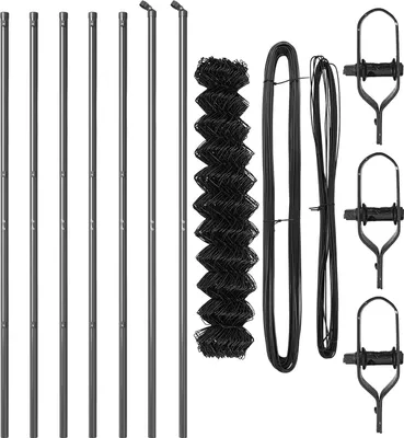 Produktbild von Best Möbel Kettengliederzaun mit 7 Pfosten 1,4x10 m Verzinkter Stahl Grau - Metallzäune CHY695115