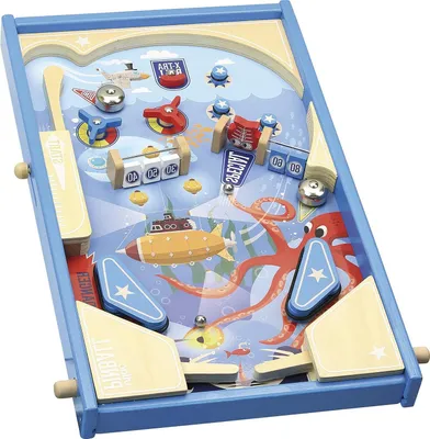 Productafbeelding van Houten Flipperkast - Flipper Spel - Spelplezier Thuis - Met Metalen Ballen - 1 Stuk - Houtkleur