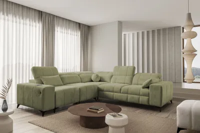 Produktbild von Eckcouch L-Form modern Ecksofa DAFNE III Links / Rechts zur Auswahl - Grün -  - IM Sofa