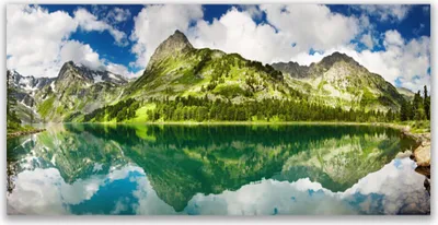 Produktbild von Glasbilder 140x70 Wandbild Druck auf Glas Gebirge See Landschaft