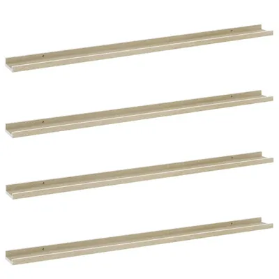 Obrázok produktu pre Nástenné police 4 ks, biele a dub sonoma 115x9x3 cm