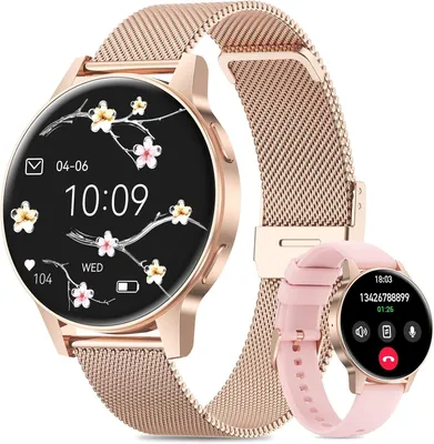 Produktbild von Miecgth Damen Smartwatch 1.27" TFT Display mit Telefonfunktion Sprachassistent 120+ Sportmodi Herzfrequenz Zyklustracking & Schlafmonitor