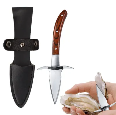 Austernmesser mit Handschutz, Edelstahl, Holzgriff, 16,5 cm