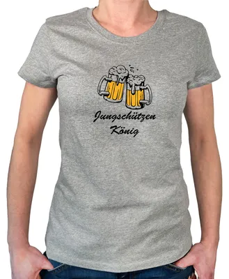 Produktbild von Huuraa Damen T-Shirt Jungschützenkönig Schützenfest XS Sport Grey Bio Baumwolle Fairtrade Damenshirt Geschenkidee