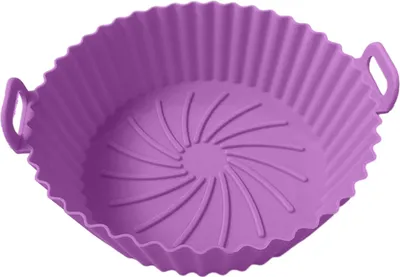 Produktbild von Silikon-Luftfritteusen-Einlage, rund, antihaftbeschichtet, Luftfritteusenkorb, hochtemperaturbeständig, Backform mit Ölablaufrillen