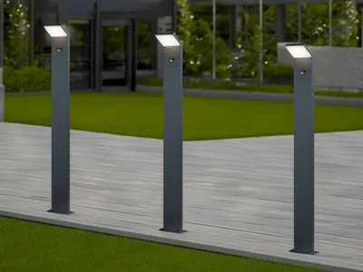 Produktbild von LED Pollerleuchte mit Sensor in Anthrazit 100cm - 3er Set Terrassenbeleuchtung
