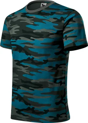Zdjęcie produktu dla T-shirt męski w kamuflażu, 100% bawełna, bez nadruku, jednolity kolor, 160 g/m2, kolor kamuflaż niebieski, rozmiar M