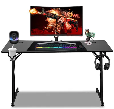 Produktbild von Faziango 120x60cm Gaming Schreibtisch Computertisch mit Desktop   LED Gaming Tisch Ergonomisch Ergonomischer Arbeitstisch Z-Form