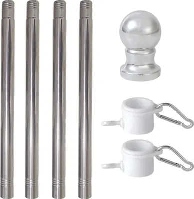 Produktbild von Fahnenmast, verwicklungsfreier, wetterbeständiger Fahnenmast aus Metall für den Außenbereich, einfache Montage, segmentierte Fahnenmasten für Veranda, Boot, Wohnhäuser
