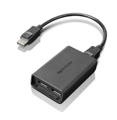 Produktbild von Lenovo DisplayPort to Dual-DisplayPort Monitor Cable, USB A, USB A, Männlich, Weiblich, Schwarz, Männlich/Weiblich