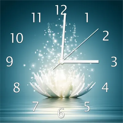 Produktbild von Wallario Design Wanduhr Lotosblüte auf Wasser aus Echtglas, Größe 30 x 30 cm