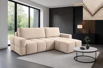 Obrázok produktu pre Rohová pohovka Carini Nordelo s funkciou spania, lôžková časť, ARENA 02 Cappuccino, univerzálna L/R, 165 × 255 × 90 cm, plocha na ležanie 150 × 210 cm
