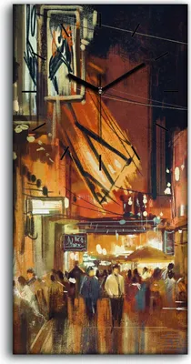Produktbild von Leinwand Wanduhr Wandkunst Uhr 30x60 Kunst Malerei Menschen auf dem Markt - schwarze Hände