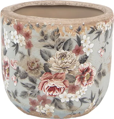 Produktbild von Clayre & Eef Blumentopf Ø 14x13 cm Grau Keramik Blumen