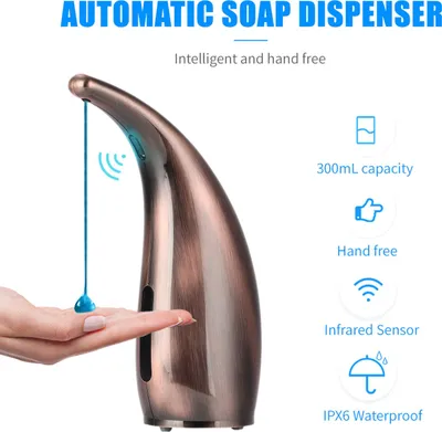 Obrázok produktu pre 300 ml automatický dávkovač mydla Infračervený bezdotykový dávkovač mydla Automatický dávkovač mydla pre kúpeľňu Kuchynský drez Pultová sprcha