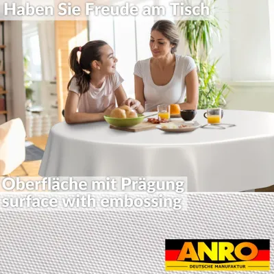 Tischdecke Textil-Optik UNI Weiß Oval 220x140cm Schnittkante Wachstuch abwaschbar, Ansicht 3