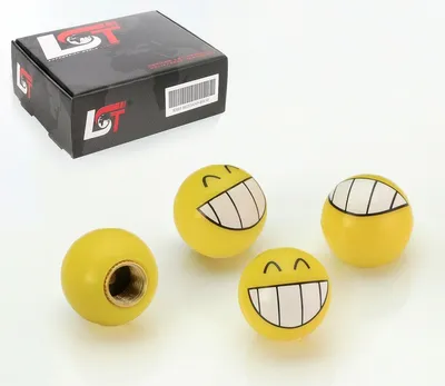 Produktbild von 4x Ventilkappe Reifenventil Smiley Grinsen Gelb für CITROEN PEUGEOT RENAULT