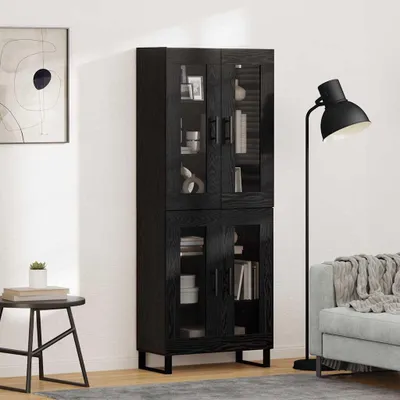 Zdjęcie produktu dla VidaXL Wysoka szafka, 2 sztuki, kolor czarny, imitacja dębu, wymiary: 69,5 x 34 x 180 cm