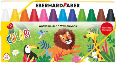 Immagine prodotto di Faber - Pastelli a cera Colori - 12 pastelli a cera resistenti all'acqua, confezionati in una scatola di cartone