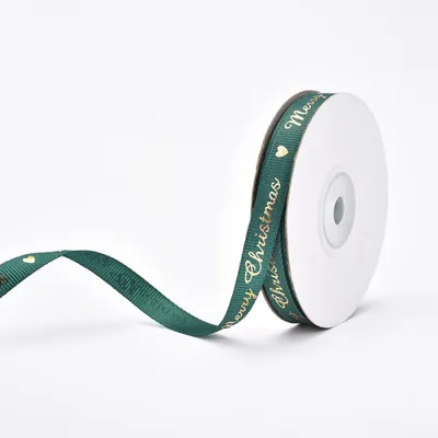Produktbild von Weihnachts-Ripsband-Set zum Verpacken von Geschenkpaketen, Herstellen von Haarschleifen-Accessoires, Basteln, Hochzeitsdekor. (60yd (12x5yd) 3/8" Ripsband-Weihnachten)