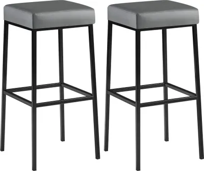 Produktbild von 2er Set Barhocker BIDAN - Kunstleder Grau 37x37x83 cm | Barstuhl Mit Lehne Tresenhocker Tresenstuhl Kneipenhocker Kneipenstuhl