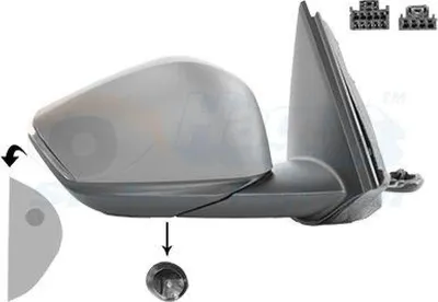 Produktbild von VAN WEZEL 0989828 Außenspiegel Seitenspiegel Rechts für CITROËN C4 III (B) Konvex Beheizt Grundiert