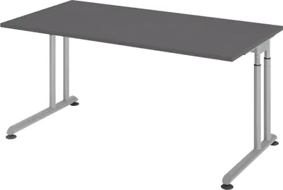Produktbild von bümö Schreibtisch Serie-Z - Gestell: Silber, Größe:  160 x 80 cm, Nachbildung: Graphit