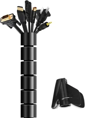 Produktbild von Kabelschutzschlauch, 22mm Durchmesser, 3m Länge, für Büro und Haus, TV/PC/Audio, für Kabelmanagement oder Kabelversteckung geeignet, schwarz