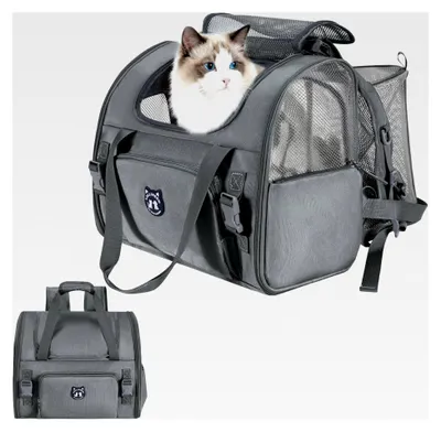 Produktbild von Erweiterbarer Katzentragerucksack für große Katzen, von Fluggesellschaften zugelassener Tragerucksack für kleine Hunde, wasserdicht mit atmungsaktivem Netz