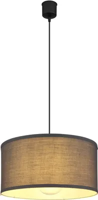 Produktbild von Globo Lighting Hängeleuchte Metall schwarz matt, Textil anthrazit, Kabel PVC Schwarz, Schirm ist zerlegt, ø: 400mm, H: 1200mm, exkl. 1x E27 40W 230V