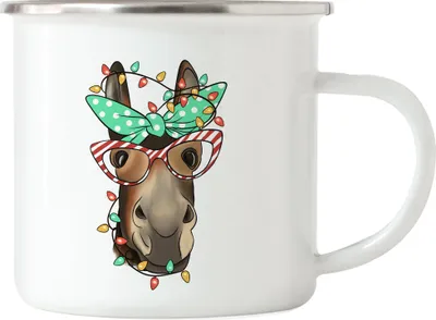 Produktbild von Frohe Weihnachten Emaille Tasse Weihnachten Merry Christmas Frohe Weihnachten Weihnachtszeit Heiligabend 24. Dezember