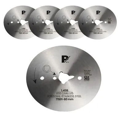 Produktbild von Pirge Kreismesser Universal 80 mm Glatt 5 TLG - Schärfstes Dönermesser aus Edelstahl in