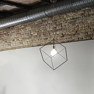 Immagine prodotto di Sospensione Contemporanea Cube Metallo Nero 1 Luce E27