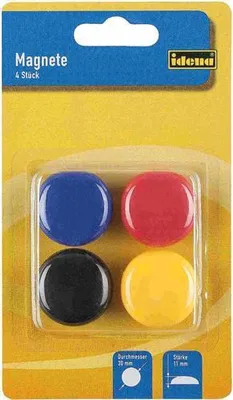 Produktbild von Idena 377035 - Magnete rund, 4 Stück, sortiert, Ø30mm