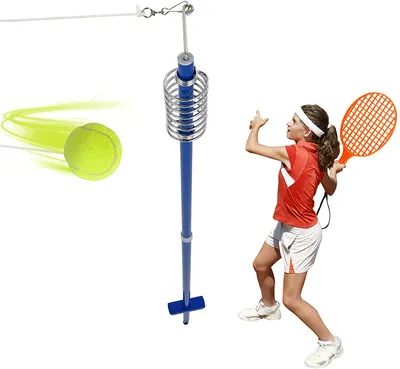 Produktbild von GOPLUS Circletennis, Twist Ball Set mit Höhenverstellbarem Ständer, Tennisball & 2 Schläger, Outdoor Swingspiel für Garten &Park &Strand &Wiese