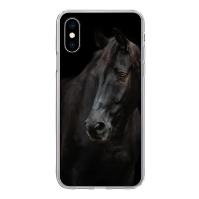 Produktbild von MuchoWow® Handyhülle Schutzhülle Hülle für iPhone X Pferd - Leicht - Schwarz Silikon Softcase Handy Hülle - Handyhülle