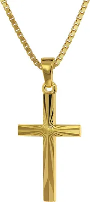 trendor 75435 Kreuz-Anhänger Gold 585 / 14K + goldplattierte Silber-Kette 1