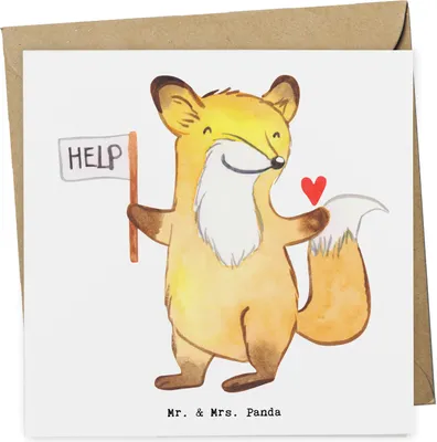 Produktbild von Mr. & Mrs. Panda Klappkarte Sozialarbeiter Herz - Weiß - Geschenk, doppelkarte, Grußkarte, anlasskarte, Glückwunschkarte, faltkarte