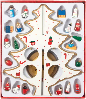Immagine prodotto di BRUBAKER Mini albero di Natale in legno - albero di Natale da decorare - albero di Natale da tavola piccolo per Natale incl. decorazioni per albero - decorazione natalizia, bianco