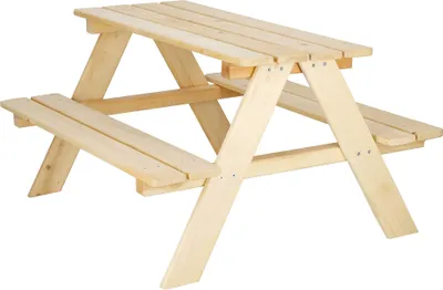 Obrázek produktu pro Zahradní stůl 2 v 1 dětský piknikový stůl 90 x 79 x 50 cm masivní dřevo skupinová lavice piknikový zahradní stůl