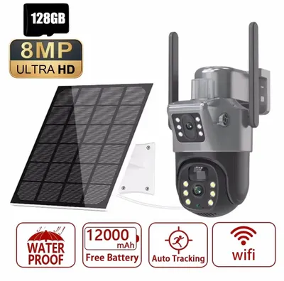 Zdjęcie produktu dla Kamera monitoringu – kamera PTZ z podwójnym obiektywem – 1,3 MP – rozdzielczość 720p HD – 4-krotny zoom – Wi-Fi – karta pamięci 128 GB